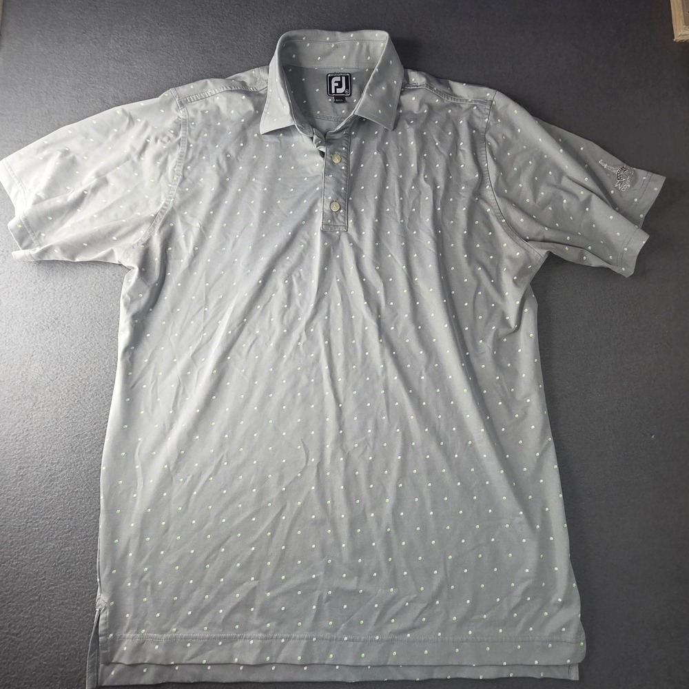 FootJoy FJ Athletic Fit Golf Polo Shirt Grey Geometric Odessa Country Club XL